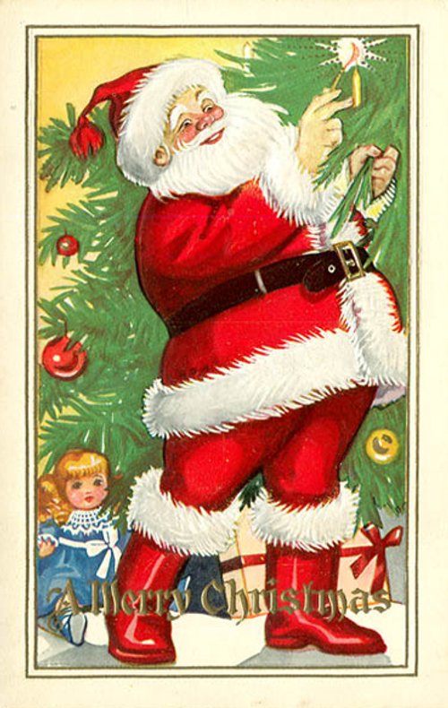 Vintage Santa Claus Christmas Greeting Card, Early 1900s