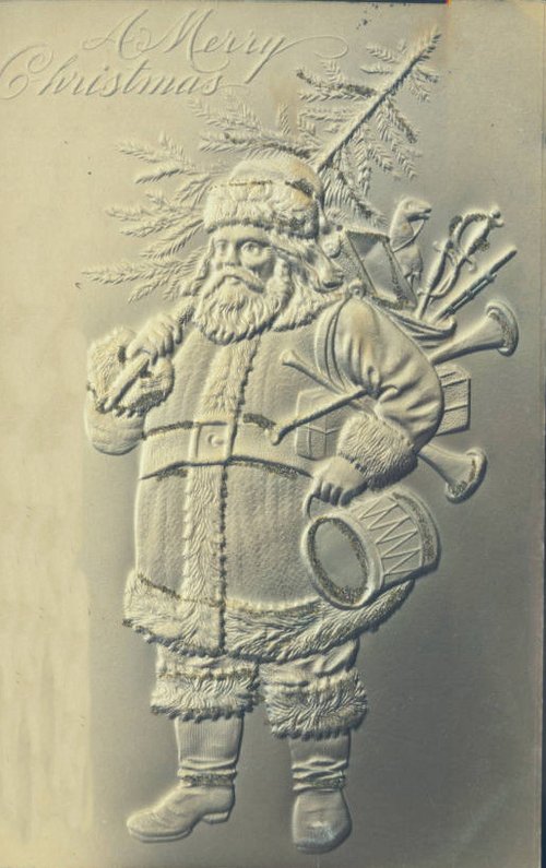 Victorian Santa Claus Christmas Greeting Card Embossed