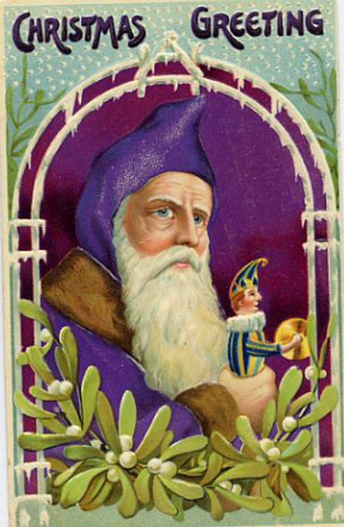 Victorian Christmas Greeting Card with Saint Nicholas