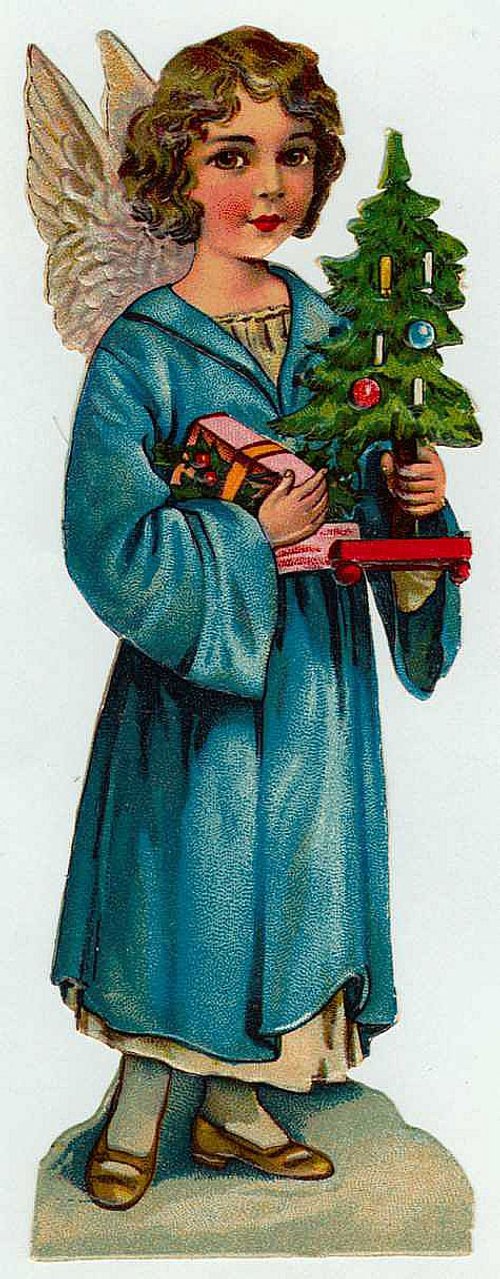 Vintage Christmas Angel Die-Cut Card, Edwardian Era