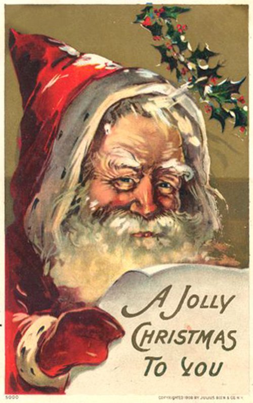 Vintage Santa Claus Christmas Greeting Card 1908