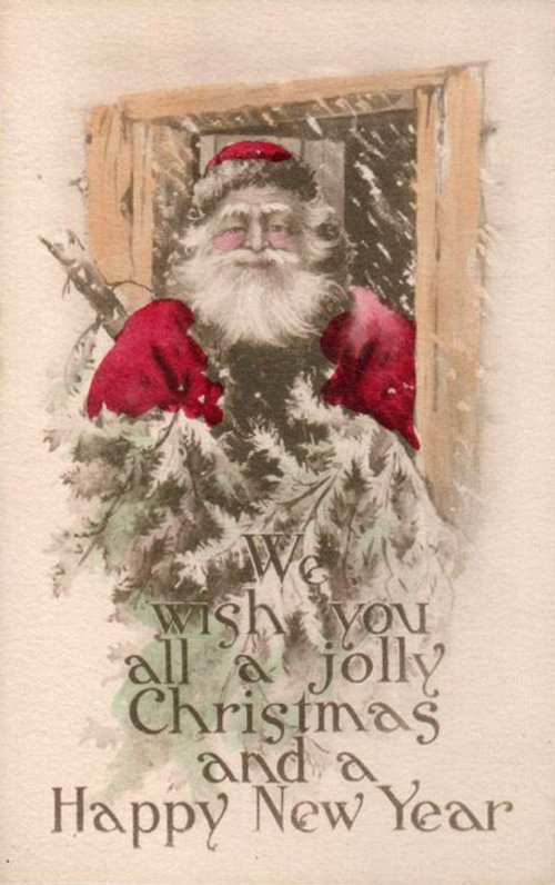 Victorian Santa Christmas Card Jolly New Year Greeting