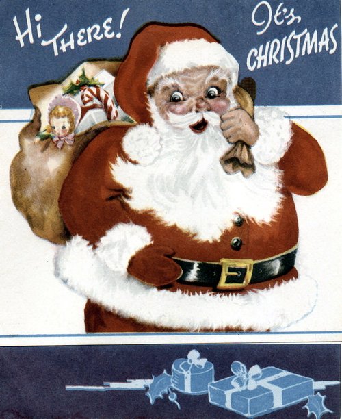 Vintage Santa Christmas Greeting Card 1920s-1930s