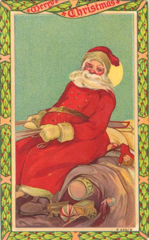 Vintage Christmas Santa Greeting Card, Early 1900s