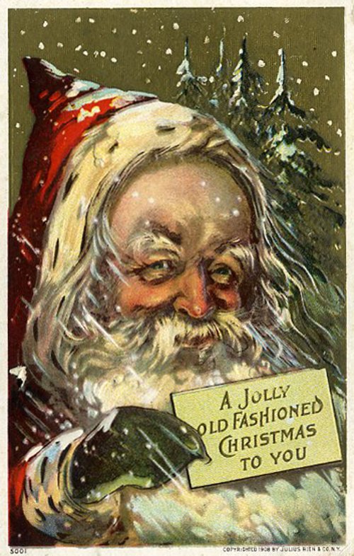 Jolly Old Fashioned Christmas Santa Greeting Card Victorian