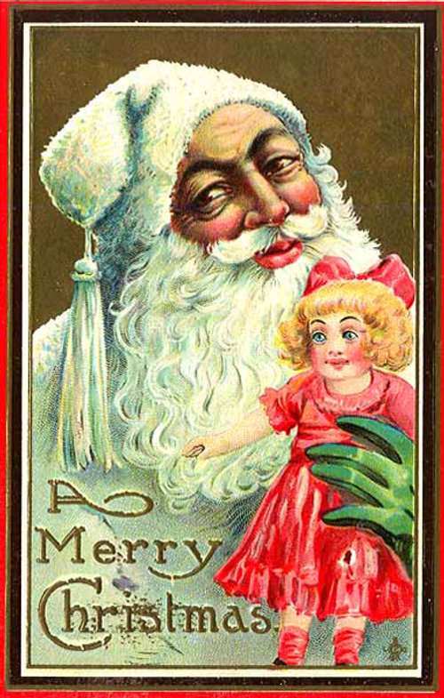 Victorian Santa with Child Christmas Greeting Card