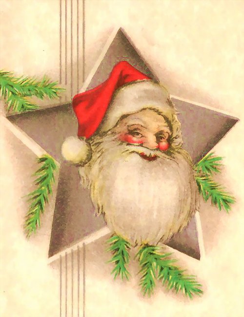 Vintage Santa Star Christmas Greeting Card, Early 1900s