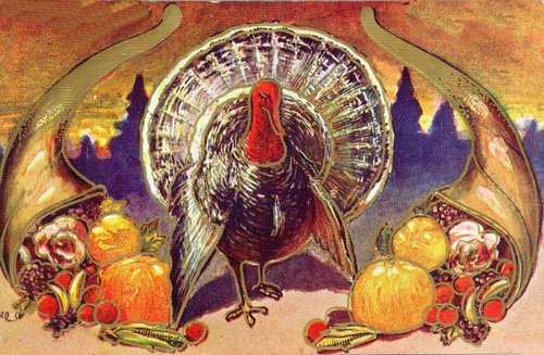 Vintage Thanksgiving Turkey Greeting Card Art Nouveau