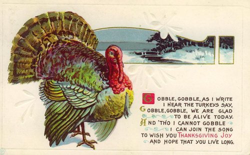 Vintage Thanksgiving Turkey Greeting Card, Early 1900s