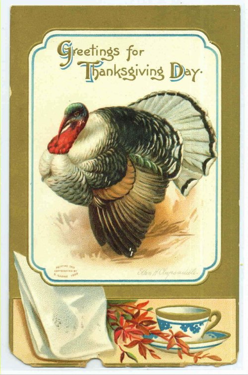 Vintage Thanksgiving Greeting Card with Tom Turkey, Edwardian Era