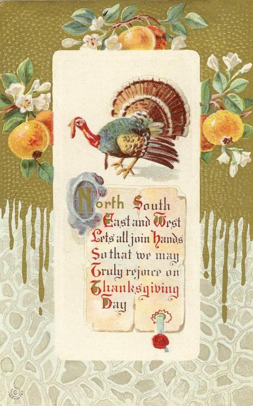 Vintage Thanksgiving Turkey Greeting Card, Victorian Era