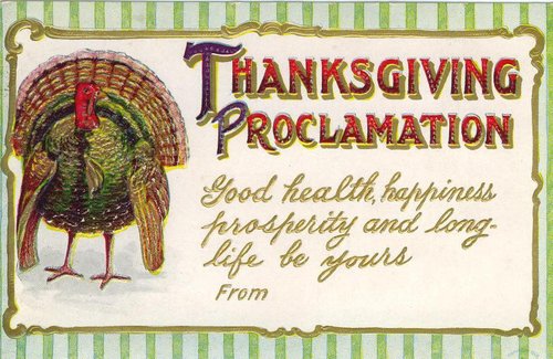 Vintage Thanksgiving Proclamation Greeting Card with Turkey