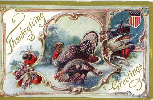 Vintage Thanksgiving Turkey Greeting Card, Victorian Era
