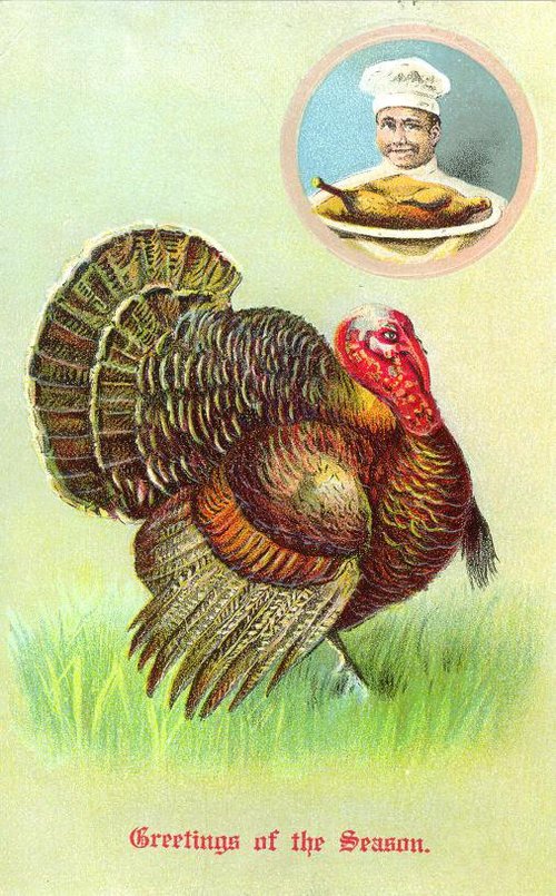 Vintage Thanksgiving Turkey Greeting Card, Victorian Era Chef
