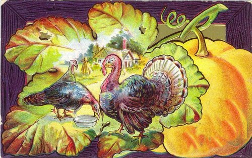 Vintage Thanksgiving Turkey Die-Cut Greeting Card, Victorian Era