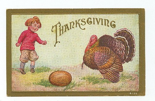 Vintage Thanksgiving Greeting Card Child Turkey 1890s
