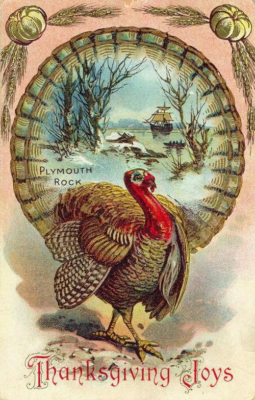 Vintage Plymouth Rock Thanksgiving Turkey Greeting Card, Victorian Era