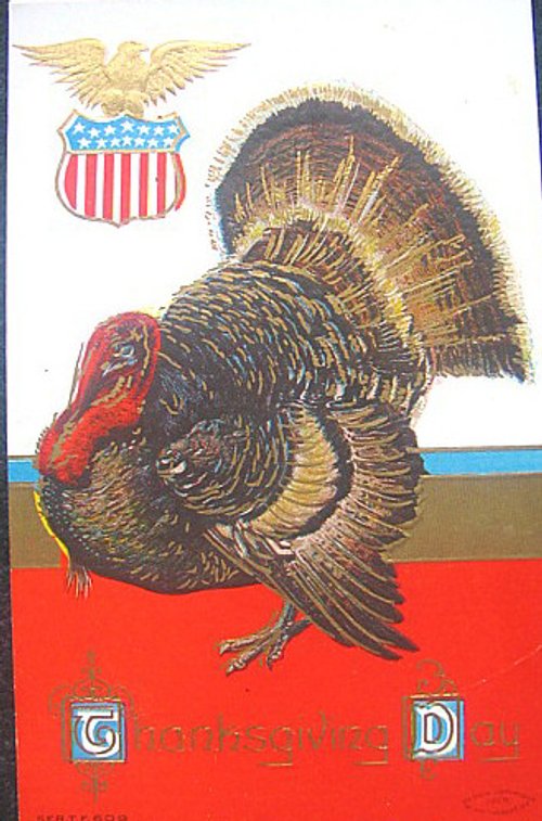 Vintage Thanksgiving Turkey Greeting Card, Patriotic American Design