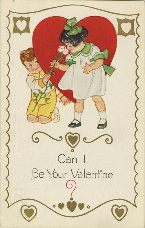 Vintage Valentine's Day Card: Children in Love, Early 1900s