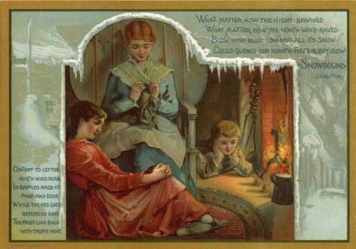 Victorian Snowbound Christmas Card - Cozy Fireside Winter Scene