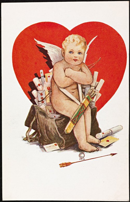 Vintage Cupid Valentine Card 1920s Art Deco Style