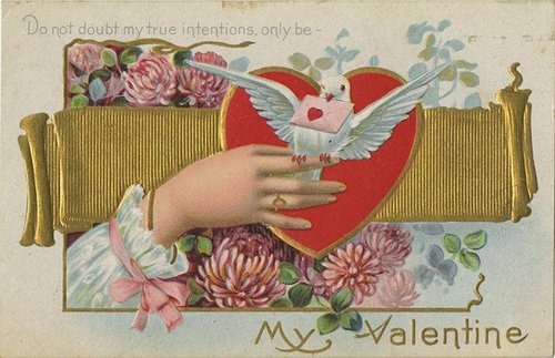 Victorian Valentine's Day Card with Dove & Love Letter