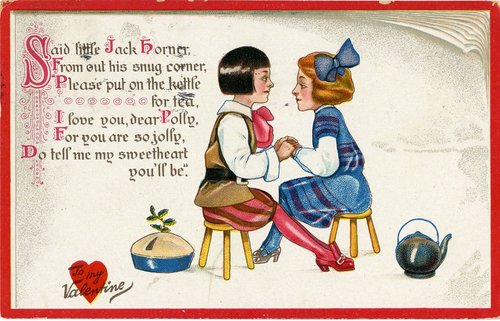 Victorian Valentine Card - Jack Horner & Polly Love Note 1890s