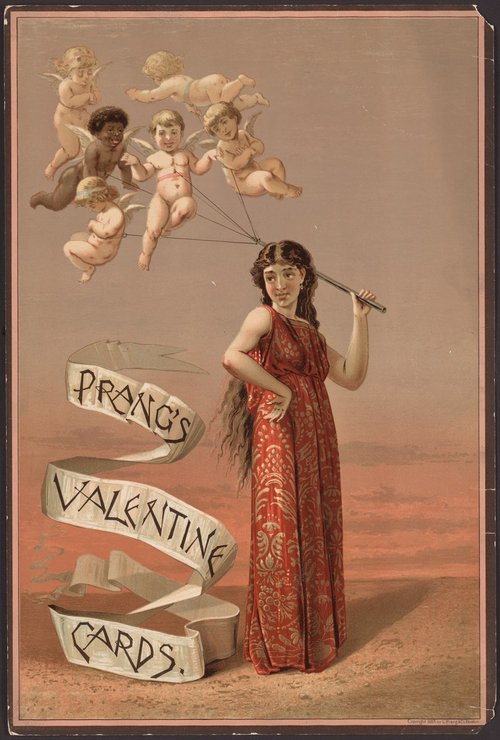 Victorian Valentine's Day Greeting Card with Cupids