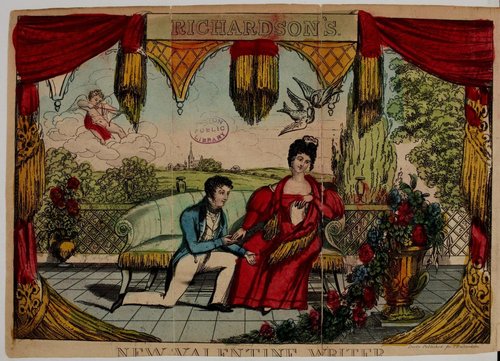 Victorian Valentine's Day Greeting Card with Romantic Couple