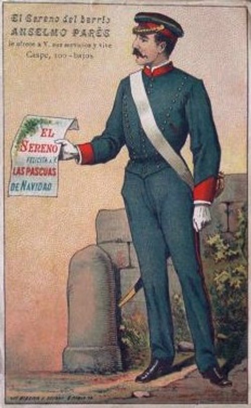 Spanish Military Officer Christmas Greeting Card, Early 1900s