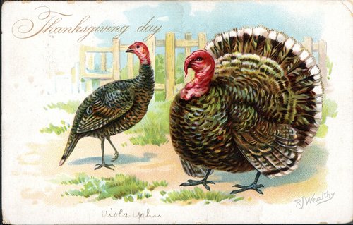 Vintage Thanksgiving Day Turkey Greeting Card | Victorian Era