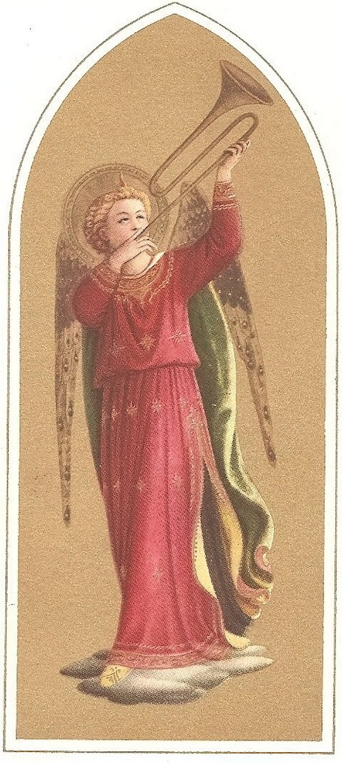 Victorian Angel with Trombone Christmas Card