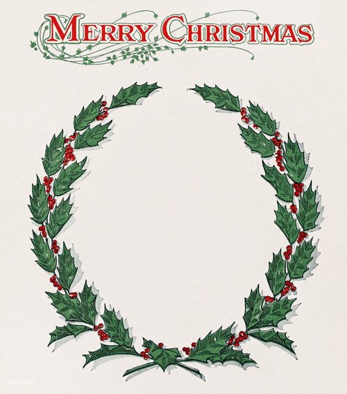 Vintage Christmas Holly Wreath Greeting Card - Victorian Era