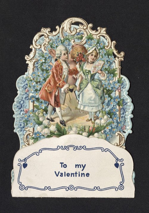 Victorian Valentine Die-Cut with Three Children & Forget-Me-Nots