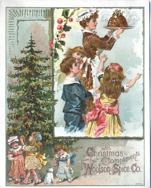 Victorian Christmas Greeting Card Woolson Spice Co 1890s