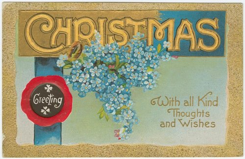 Edwardian Christmas Postcard Forget-Me-Nots Gold Embossed