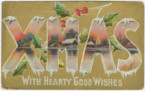 Edwardian XMAS Large Letter Christmas Card with Winter Scene