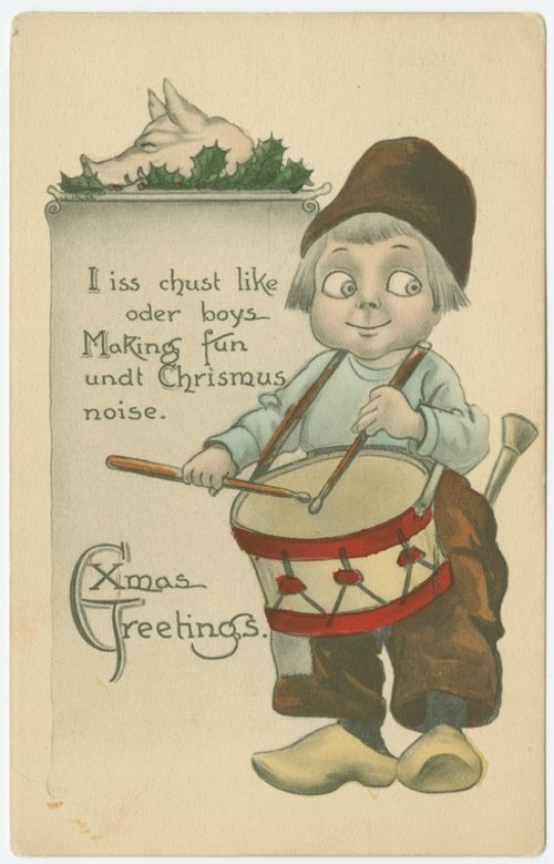 Edwardian Dutch Boy Drummer Christmas Postcard Xmas Greetings