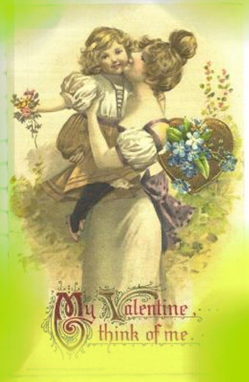 Victorian Valentine Mother and Child Think of Me Greeting Card