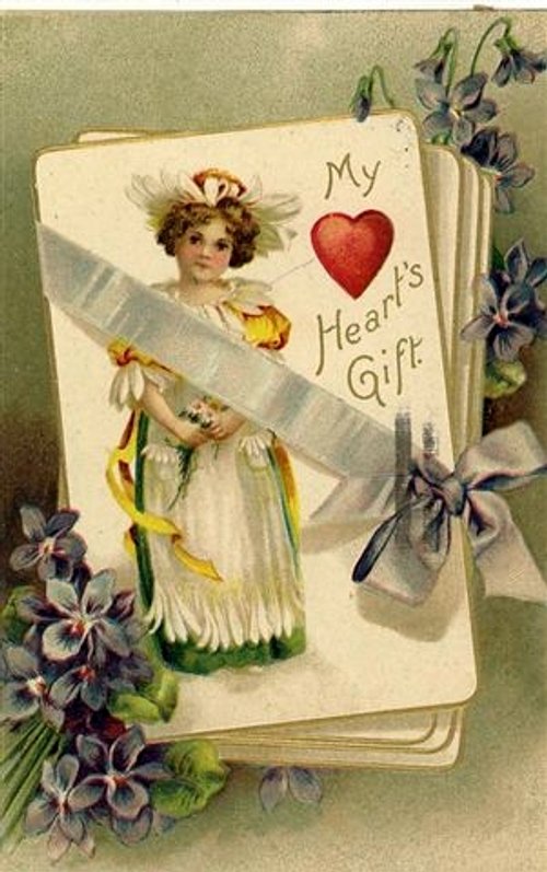 Victorian Valentine's Day Greeting Card - Child Heart Gift