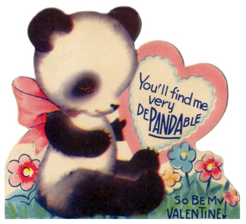 Vintage Panda Valentine Card 'Depandable' 1920s-1930s