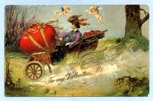 Victorian Valentine's Day Cherub Card | Romantic Carriage Scene