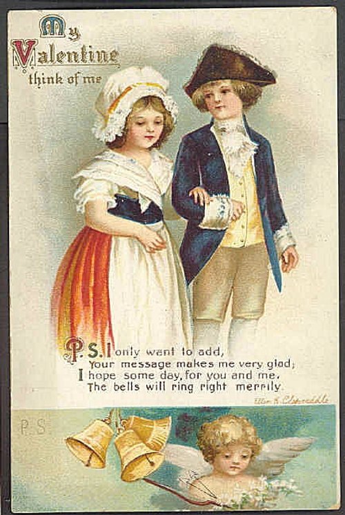 Edwardian Valentine 'Think of Me' Children in Period Dress