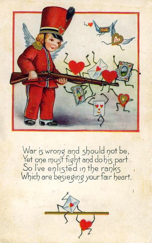 WWI Love Cupid Greeting Card with Soldier Angel 1910s