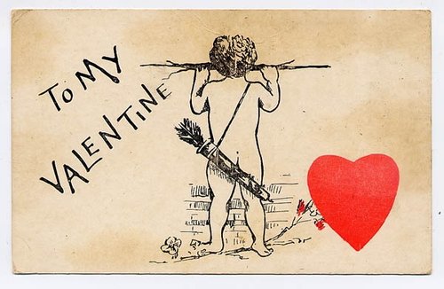 Vintage Cupid Valentine Card Early 1900s Love Arrow Heart