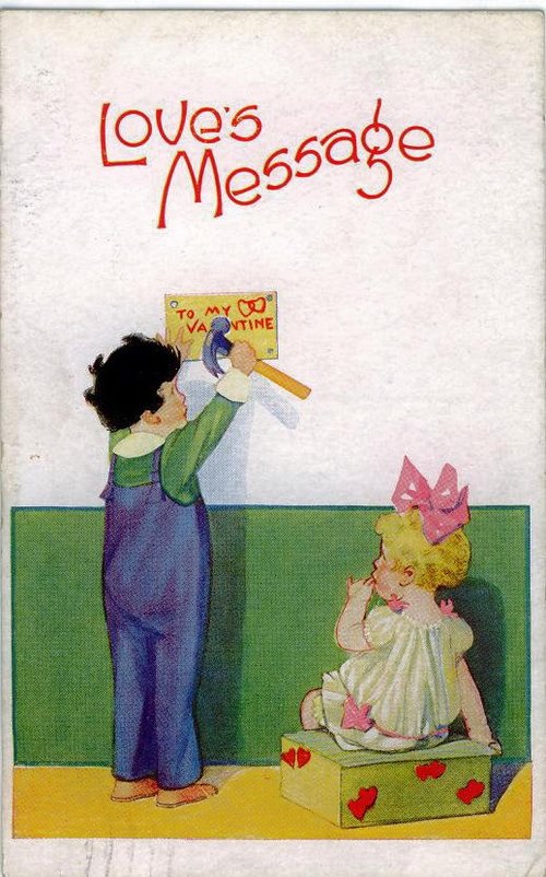 Vintage Love's Message Valentine Card 1920s Children