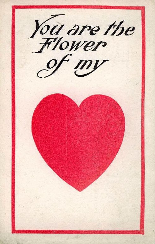 Vintage Valentine Love Card Red Heart Flower Love Declaration