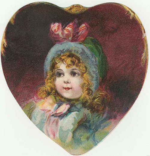 Victorian Heart-Shaped Greeting Card with Child Portrait