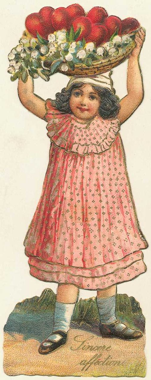 Victorian Girl Holding Strawberry Basket Greeting Card