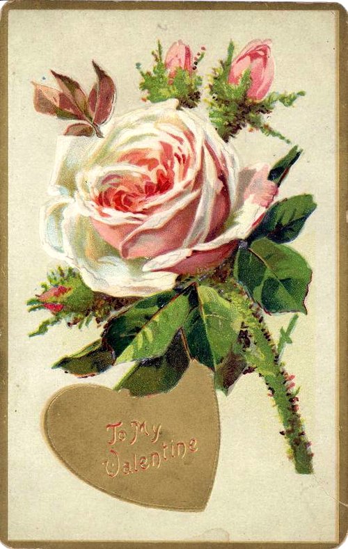 Victorian Valentine's Day Rose Greeting Card - Antique Love